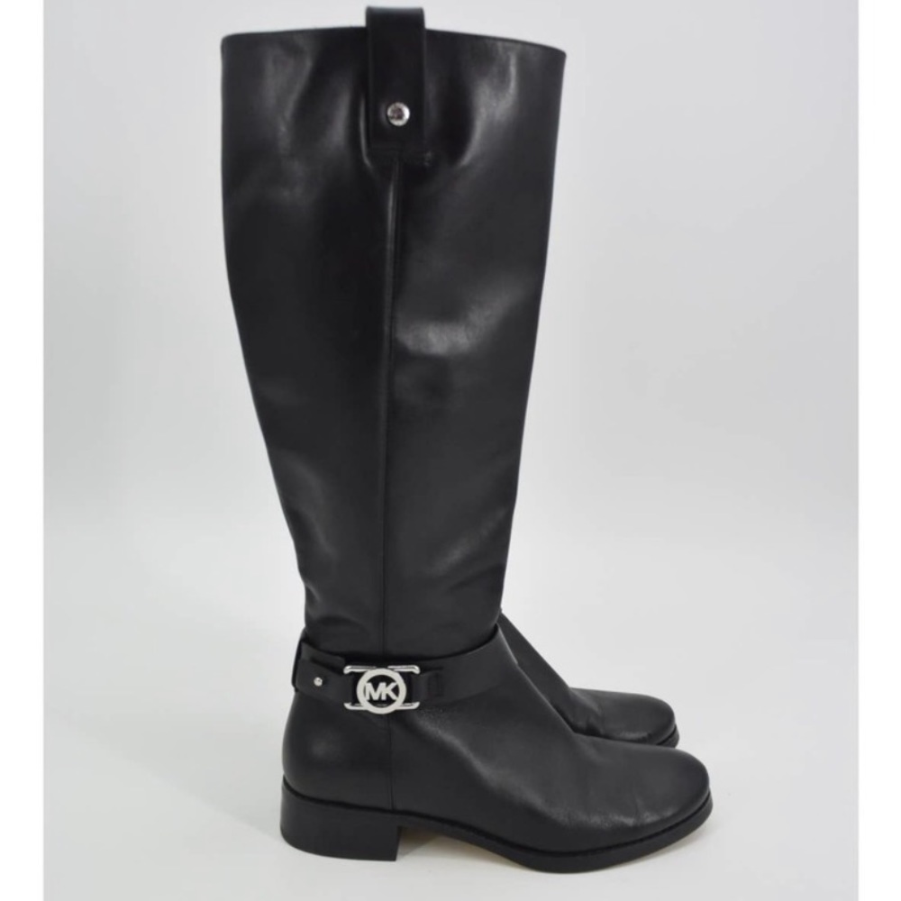 MICHAEL KORS BLACK SILVER TALL RIDING BOOTS